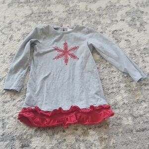 Gray Dress with Red Snowflake Design